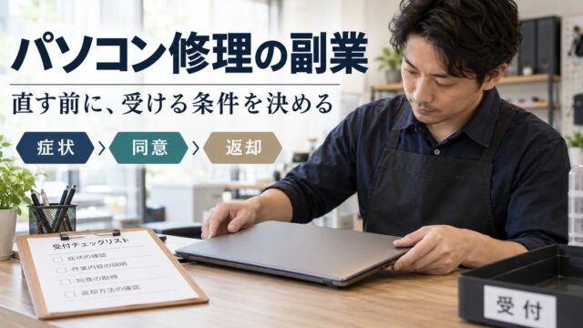 パソコン修理の副業で、症状・同意・返却の条件を先に決める。
