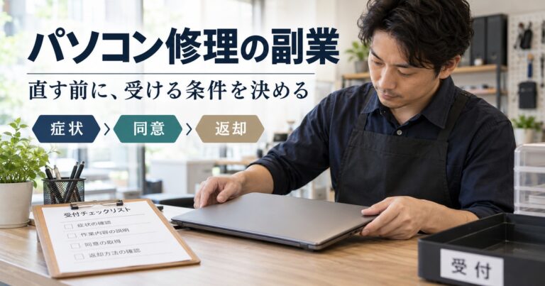 パソコン修理の副業で、症状・同意・返却の条件を先に決める。