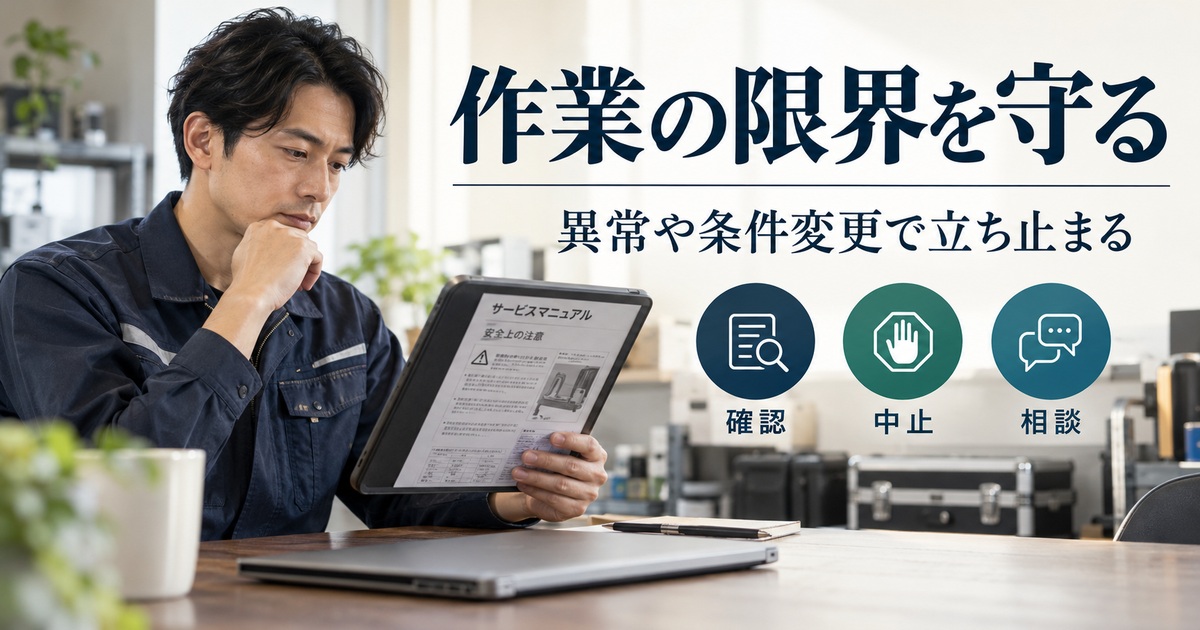 確認・中止・相談の基準を決め、作業の限界を守る。