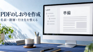 PDFのしおりと準備のページを並べて見せる架空の表紙