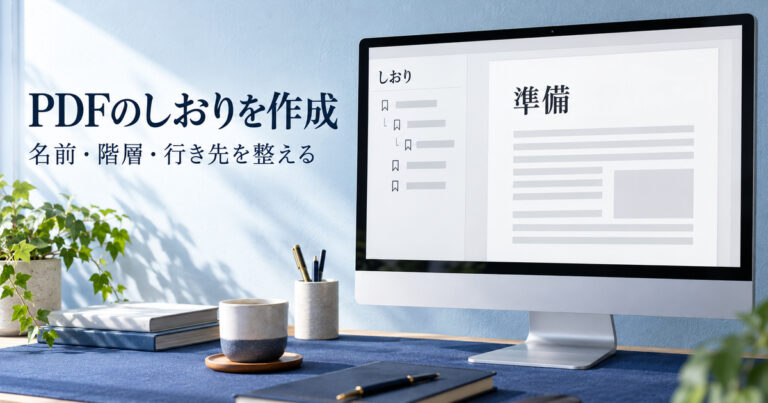 PDFのしおりと準備のページを並べて見せる架空の表紙