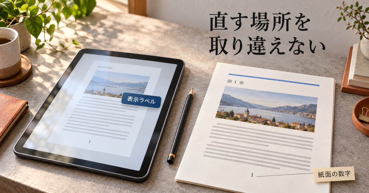 画面の表示ラベルと紙に描かれた数字を分けて考える架空の編集机