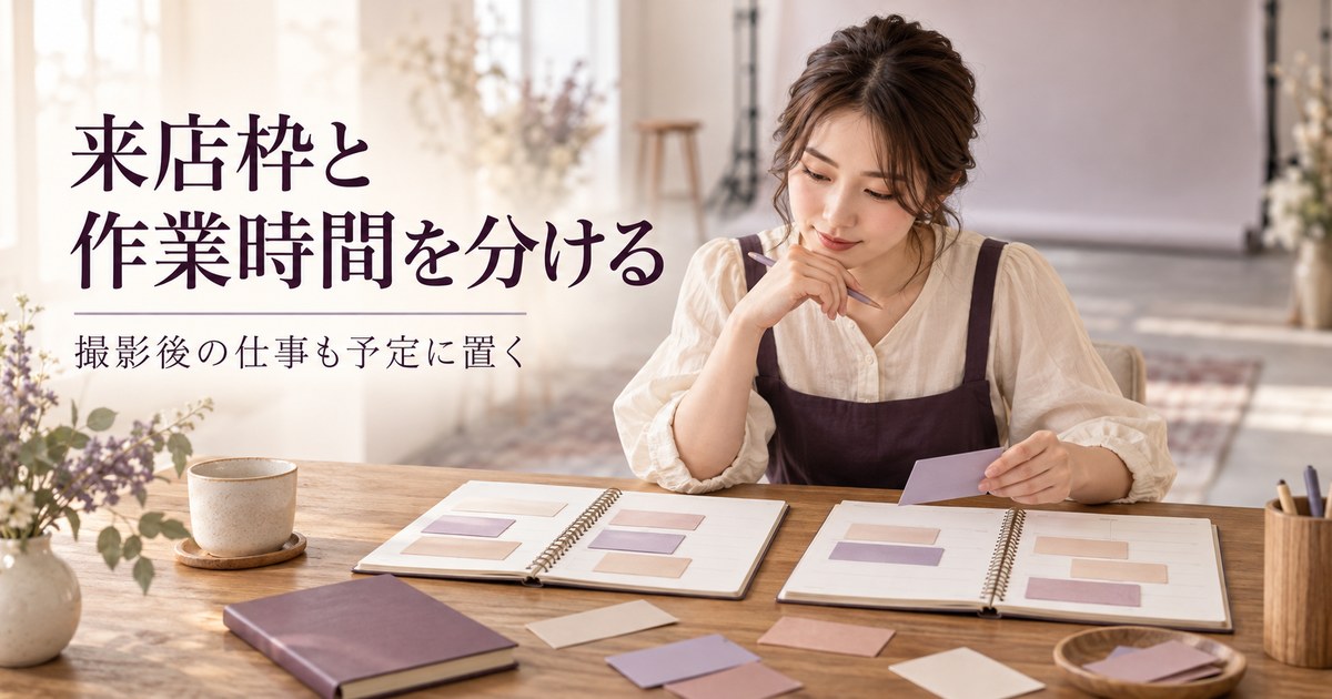 予約枠と編集・商品受渡しの予定を照合する架空の場面