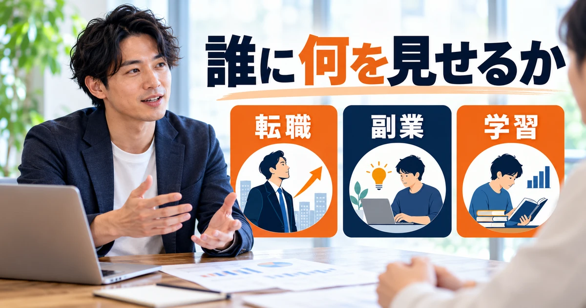 転職・副業・学習の目的に合わせて作品を見せる図解
