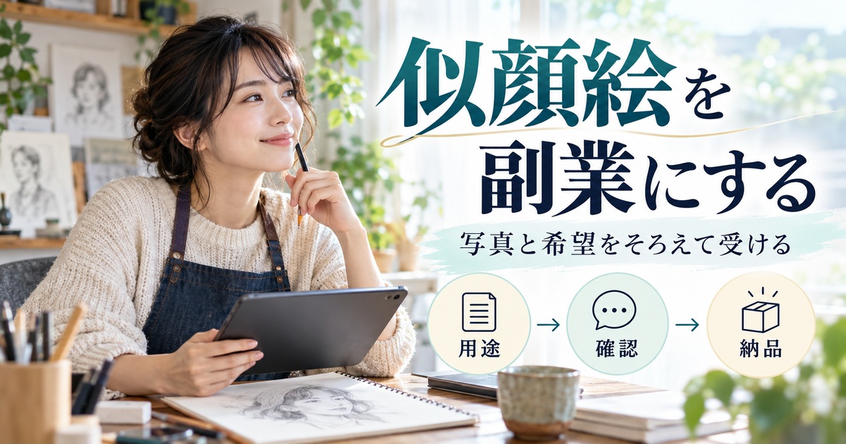 似顔絵の副業で用途・確認・納品をそろえ、写真と希望を確認して受ける。