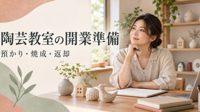 陶芸教室の作品管理と開業準備を考える架空の講師