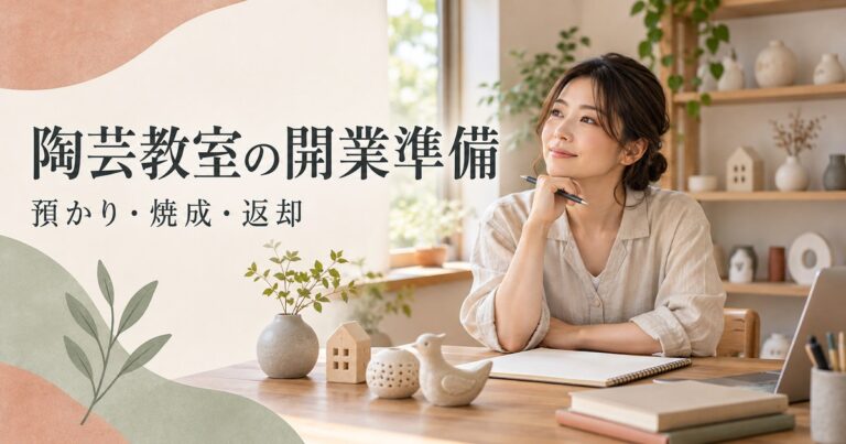陶芸教室の作品管理と開業準備を考える架空の講師
