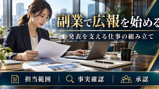 副業で広報を始める。担当範囲・事実確認・承認を整理する。
