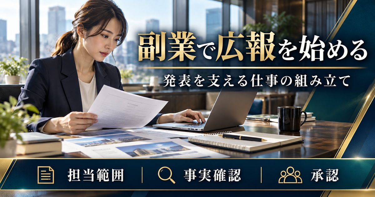 副業で広報を始める。担当範囲・事実確認・承認を整理する。