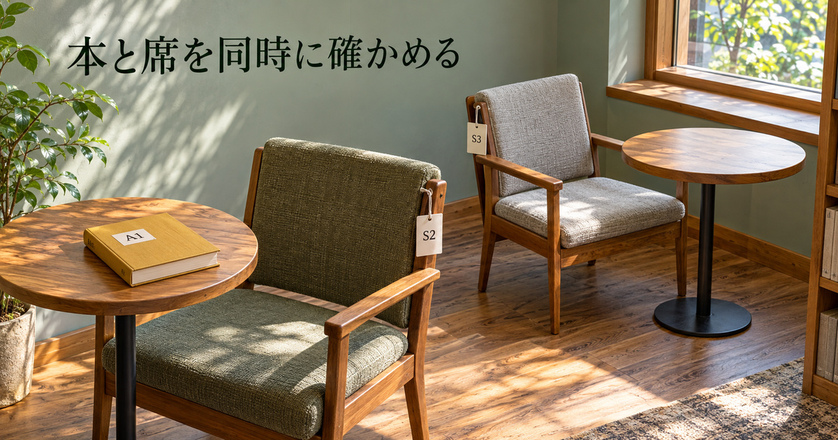 利用できる本A1一冊と準備済みの席S2・S3を照合する架空の場面