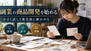 副業の商品開発を始める。小さく試して販売前に確かめる。課題・試作・判断の確認ポイント。