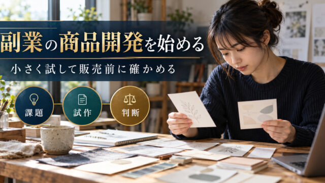 副業の商品開発を始める。小さく試して販売前に確かめる。課題・試作・判断の確認ポイント。