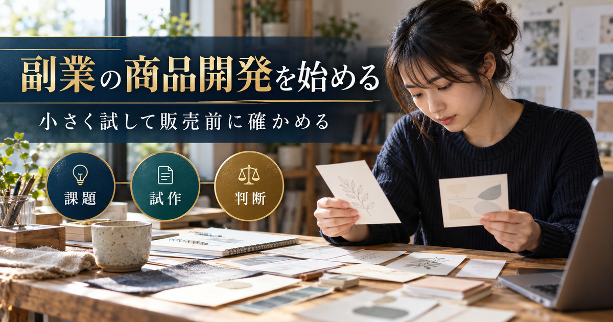 副業の商品開発を始める。小さく試して販売前に確かめる。課題・試作・判断の確認ポイント。