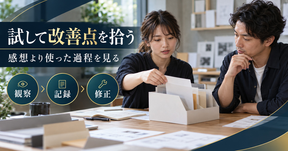 試して改善点を拾う。感想より使った過程を見る。観察・記録・修正の確認ポイント。
