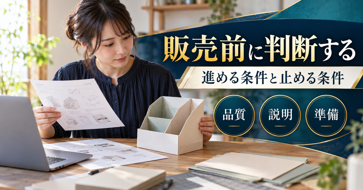 販売前に判断する。進める条件と止める条件。品質・説明・準備の確認ポイント。