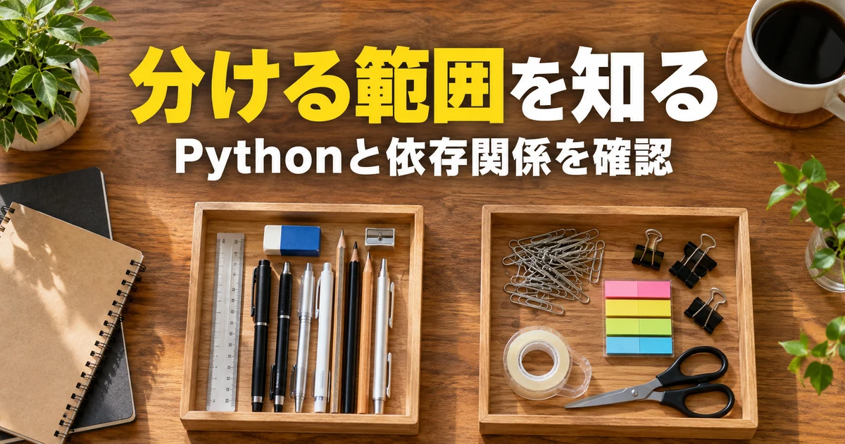 二つのトレーで依存関係の分離を表す説明用生成画像