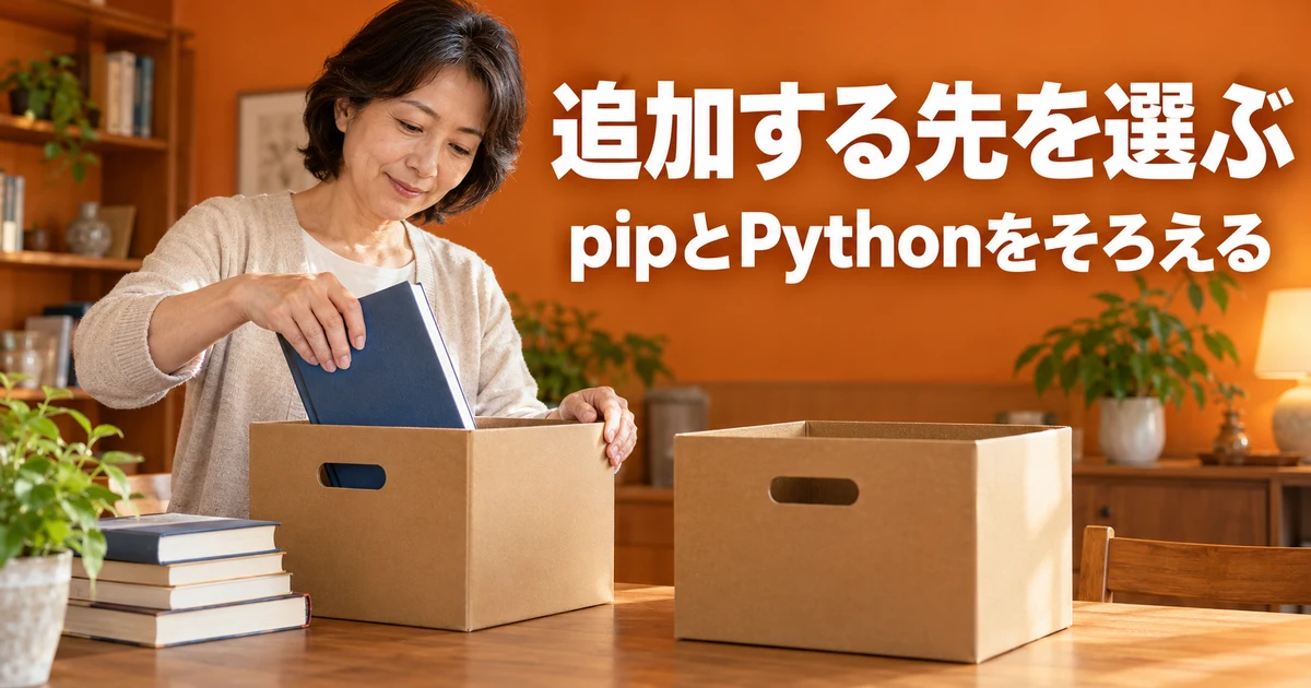 一方の環境へのパッケージ追加を表す説明用生成画像