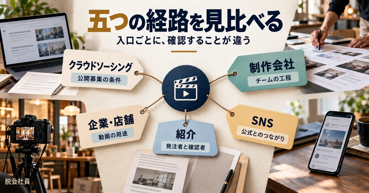クラウドソーシング・制作会社・企業店舗・紹介・SNSの五つの応募経路と確認点
