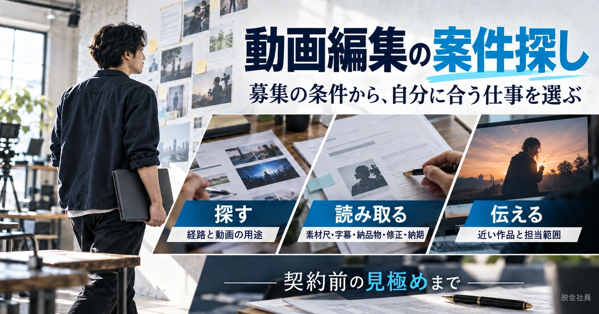 動画編集の案件を探す・条件を読み取る・作品と担当範囲を伝える三つの視点