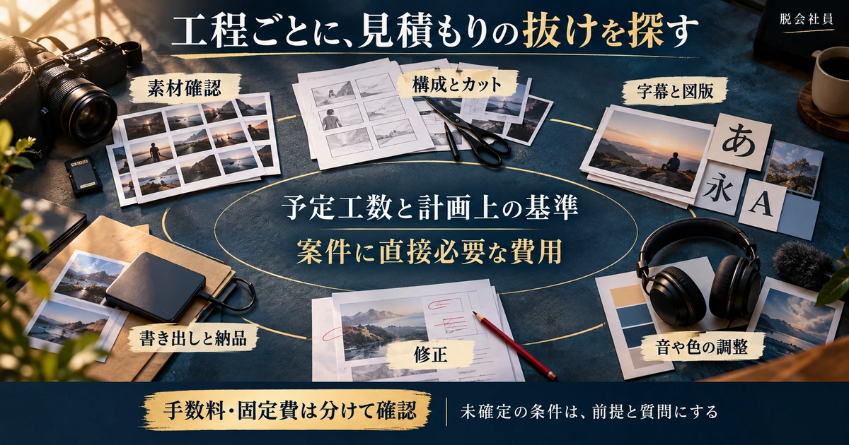 六つの制作工程で工数を見積もり、直接費・手数料・固定費を分ける