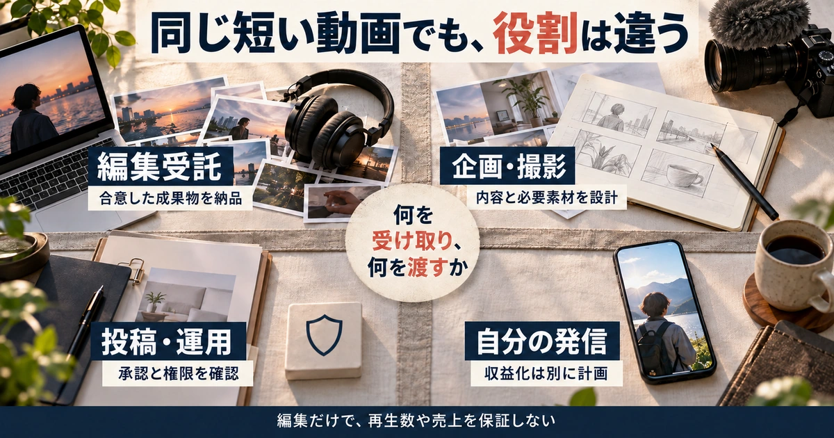 編集受託・企画撮影・投稿運用・自分の発信で役割と責任を分ける