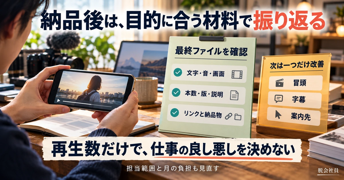 最終動画と納品物を確認し、目的に合う一つの改善を選ぶ