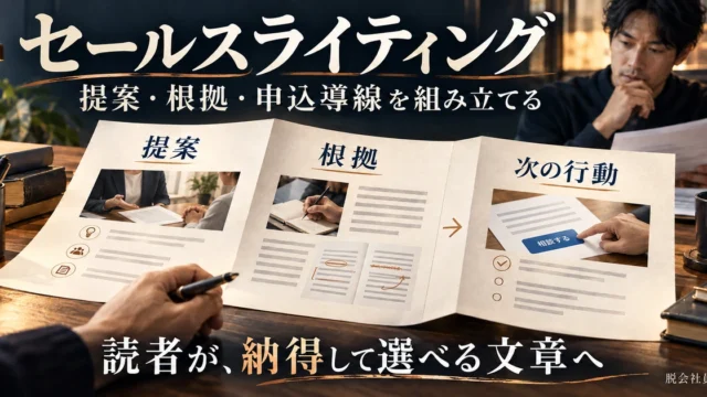 提案・根拠・次の行動を組み立て、読者が納得して選べる販売文を作る