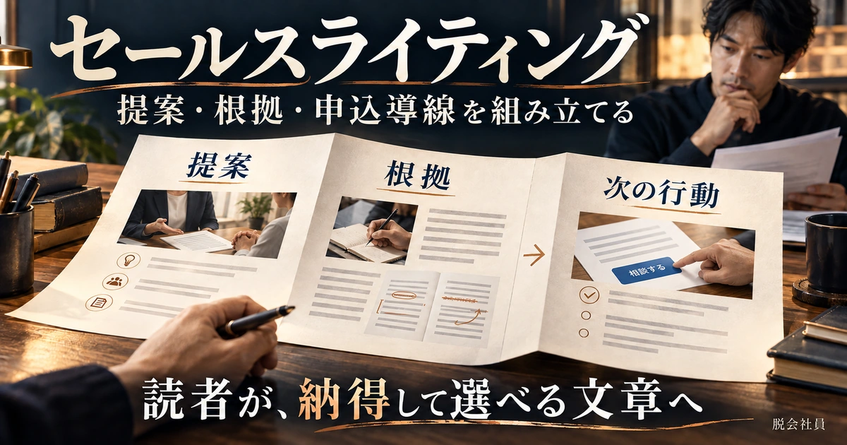 提案・根拠・次の行動を組み立て、読者が納得して選べる販売文を作る