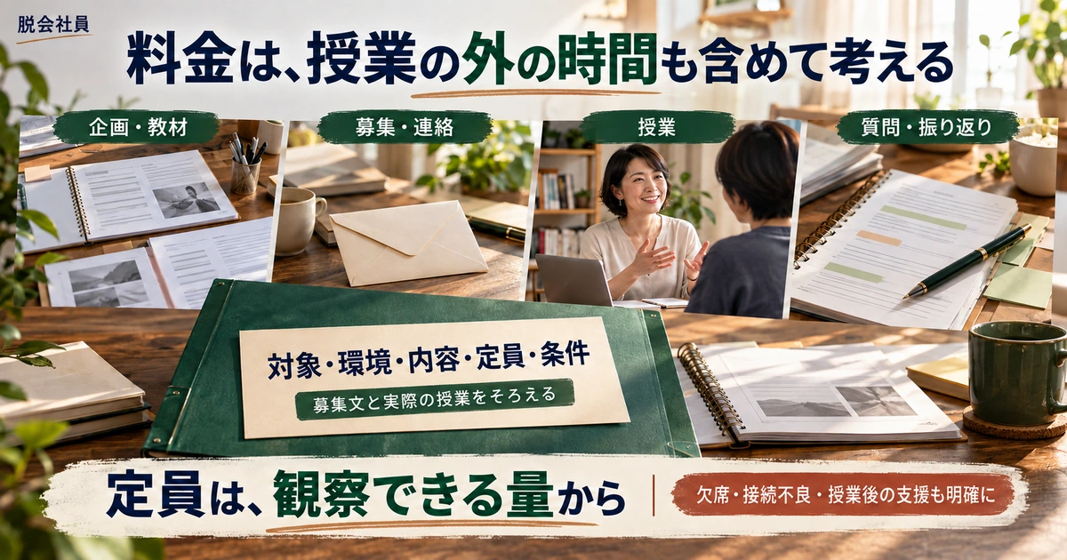 授業外の企画や募集・質問対応を含め、定員と条件を整える