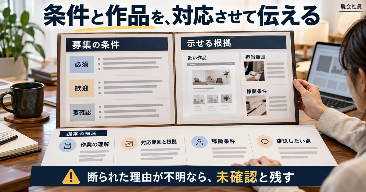 必須・歓迎・要確認の条件と、作品や担当範囲・稼働条件を対応させる