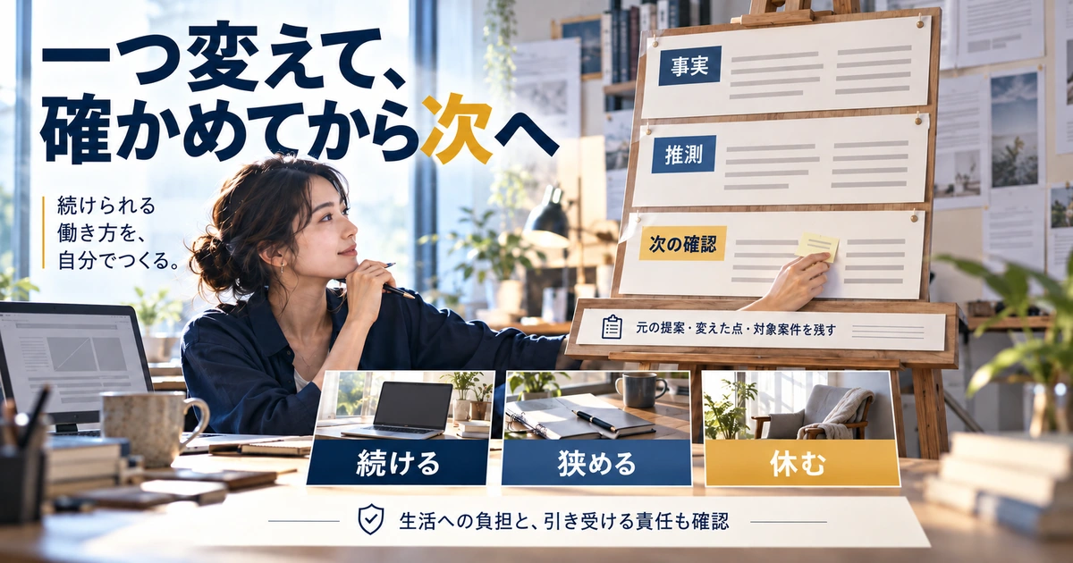 事実・推測・次の確認を分け、一つずつ改善して続け方を選ぶ