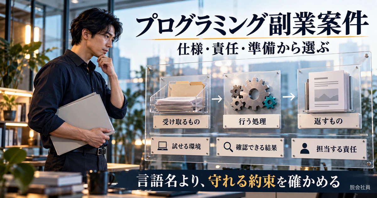 プログラミング案件を受け取るもの・処理・返すものと環境や責任から選ぶ