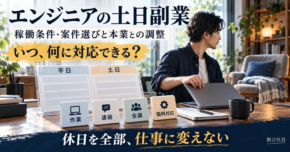 エンジニアの土日副業で、作業・連絡・会議・臨時対応と休息の条件を確かめる
