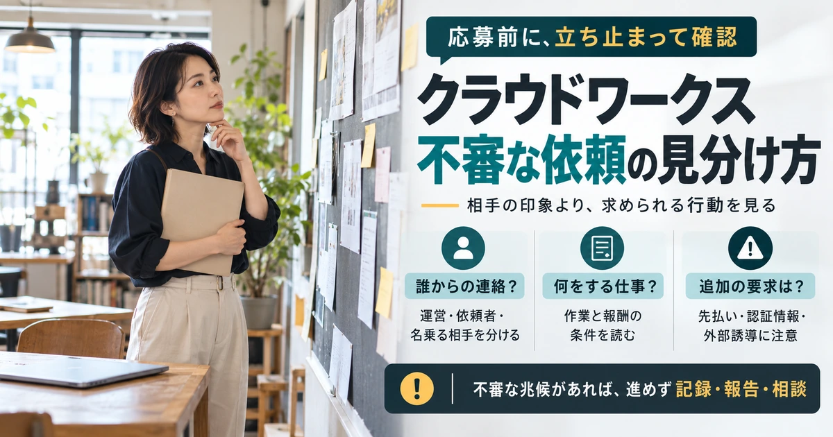 クラウドワークスの応募前に相手・作業・追加要求を確認する注意点