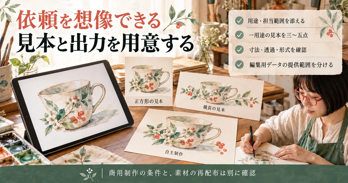 自主制作の用途別見本と書き出し・編集データ・保存環境を確認する