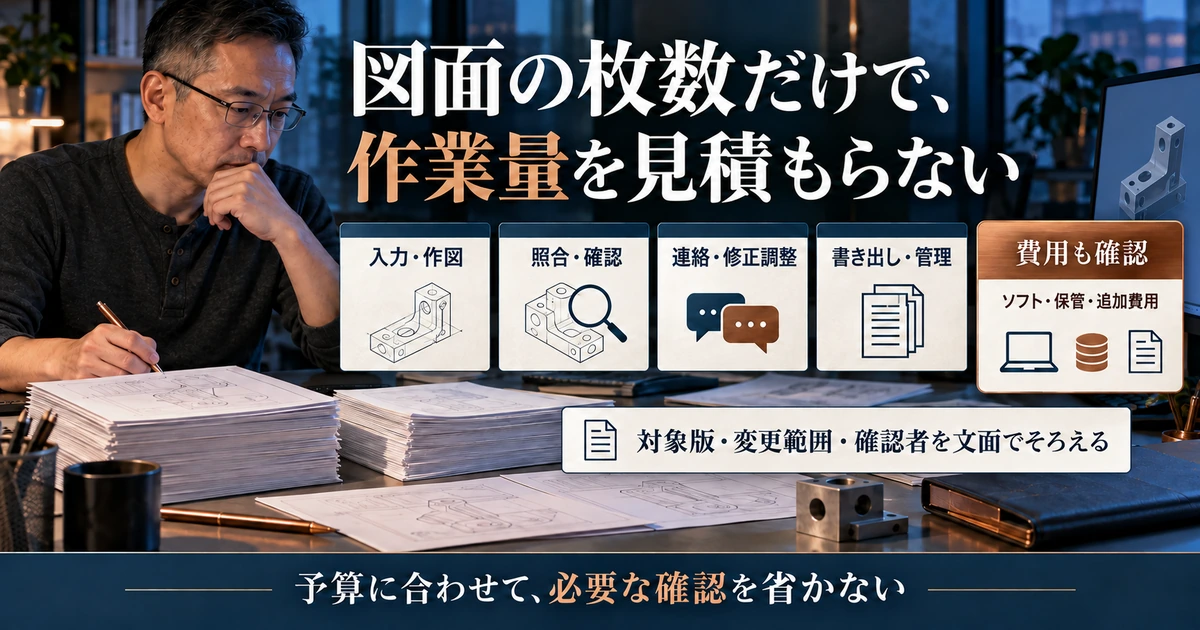 CADの一枚ごとの負担を入力・照合・連絡・出力管理と費用に分解する