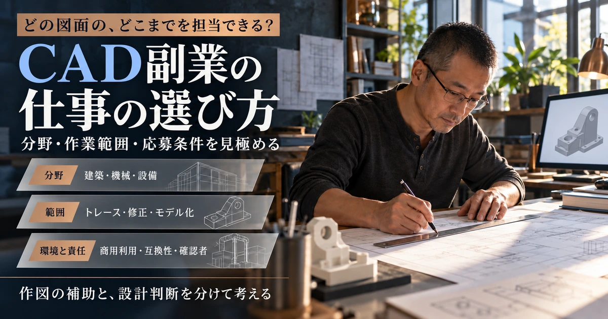 CAD副業の分野・作業範囲・使用環境と確認責任を整理する