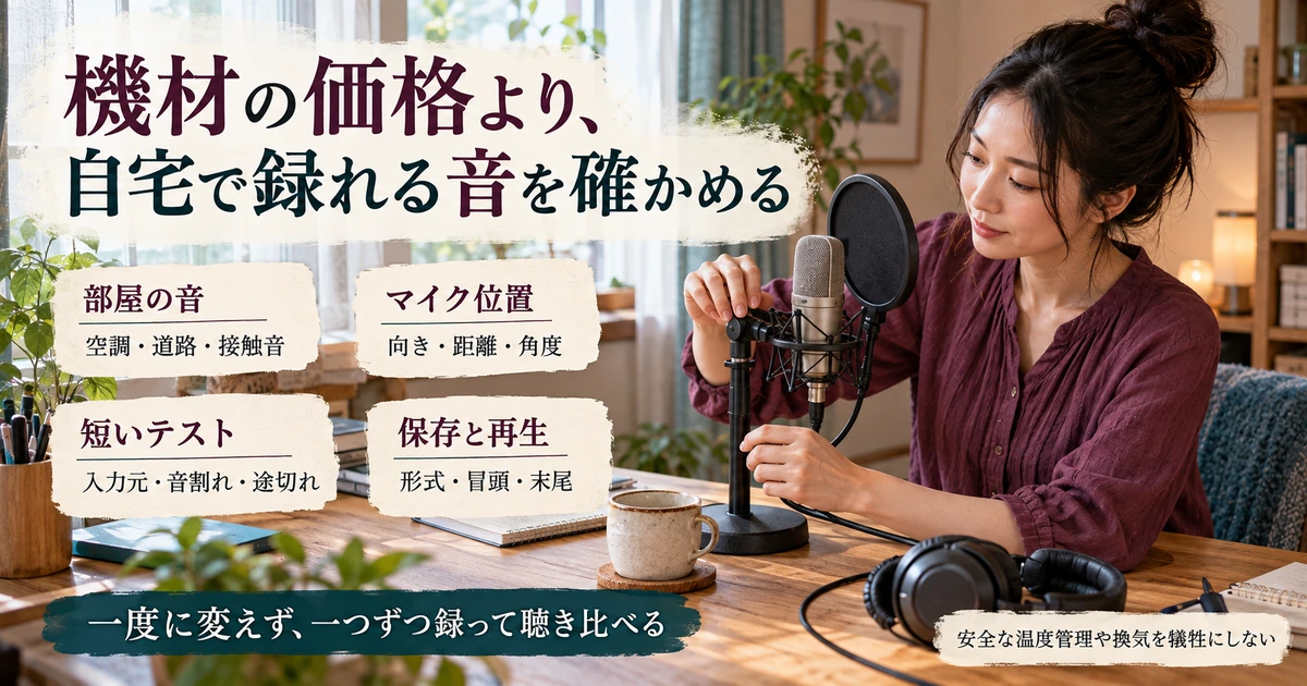 機材購入前に部屋の音・マイク位置・入力・保存再生を試す