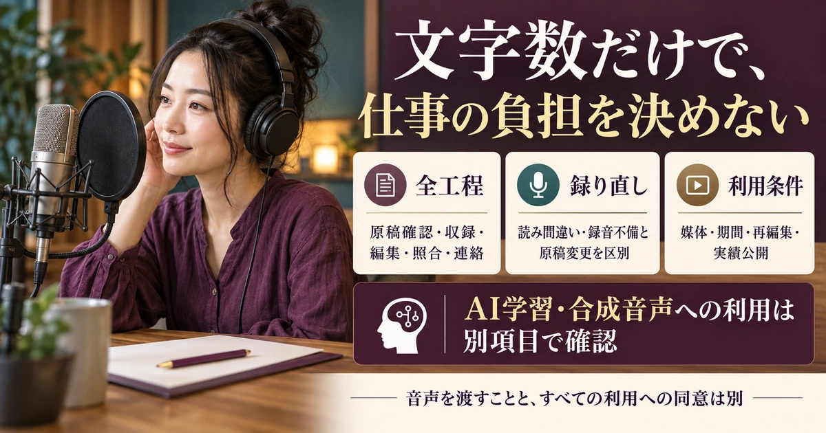 文字数だけでなく編集・リテイク原因・音声利用条件を分けて見積もる