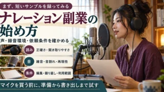 ナレーション副業を短いサンプルで声・録音環境・依頼条件から準備する