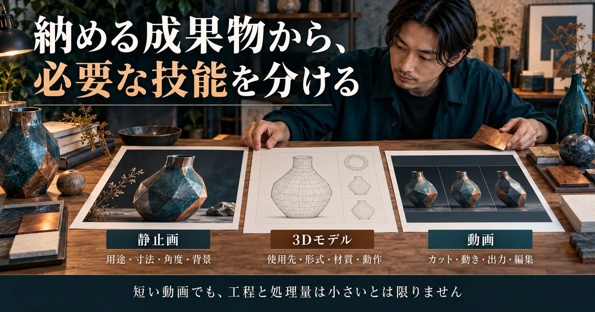 静止画・他環境で使うモデル・短い動画の納品条件を比べる