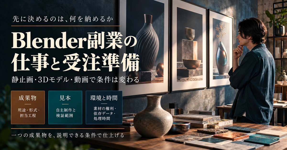 Blender副業の静止画・3Dモデル・動画の成果物と受注前の準備