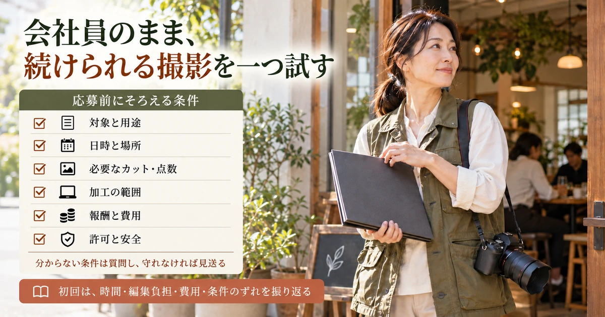 無理のない撮影条件を揃えて初回依頼を選び、時間と再現性を振り返る