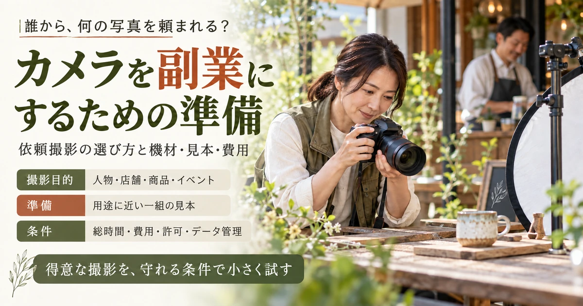 依頼撮影の用途・見本・費用・許可からカメラ副業を準備する