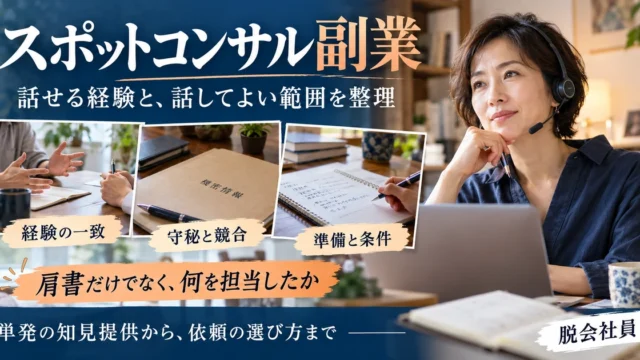 スポットコンサル副業の経験の一致、守秘と競合、準備と条件を写真で整理した案内