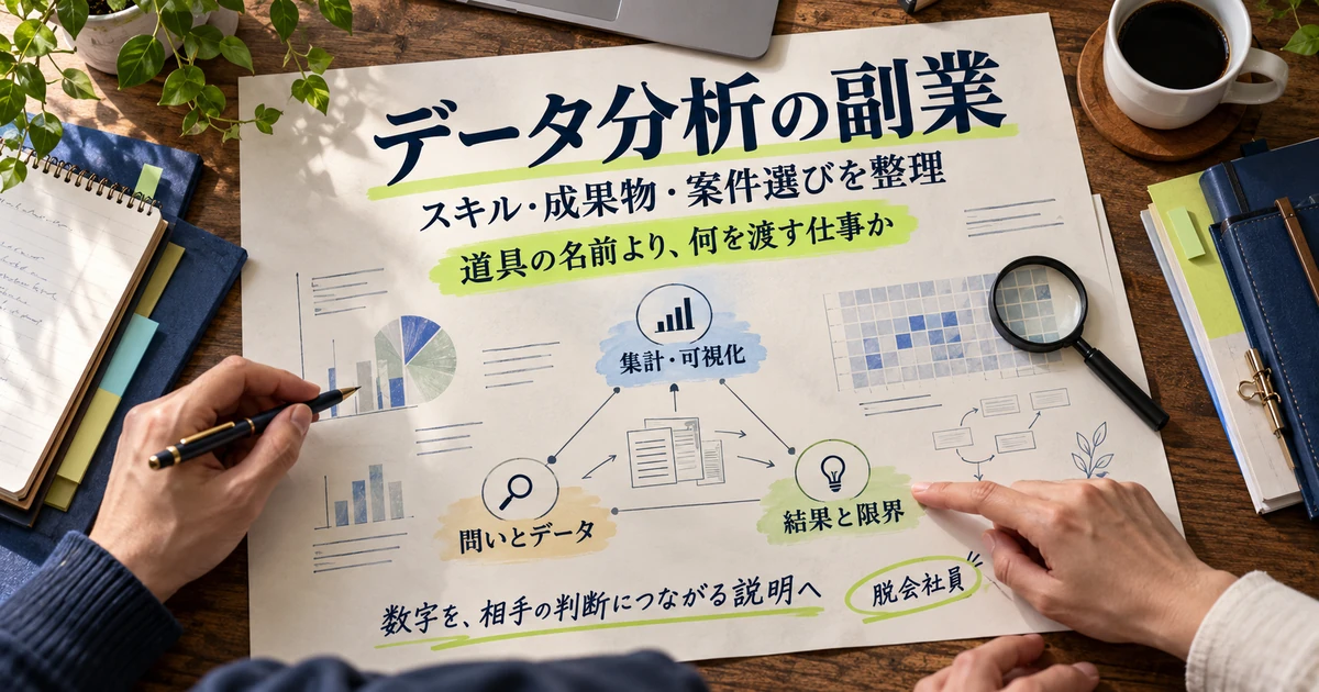 データ分析の副業を、集計可視化、問いとデータ、結果と限界から考える俯瞰の計画図