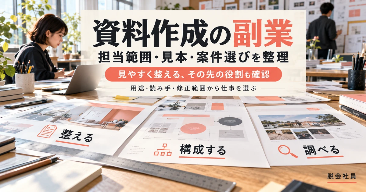 資料作成の副業を整える・構成する・調べる役割と用途から考える制作スタジオ