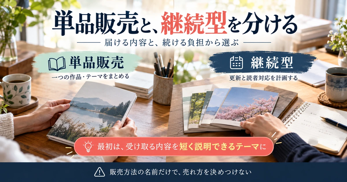 noteの単品販売と継続型を届ける内容と続ける負担から比較する