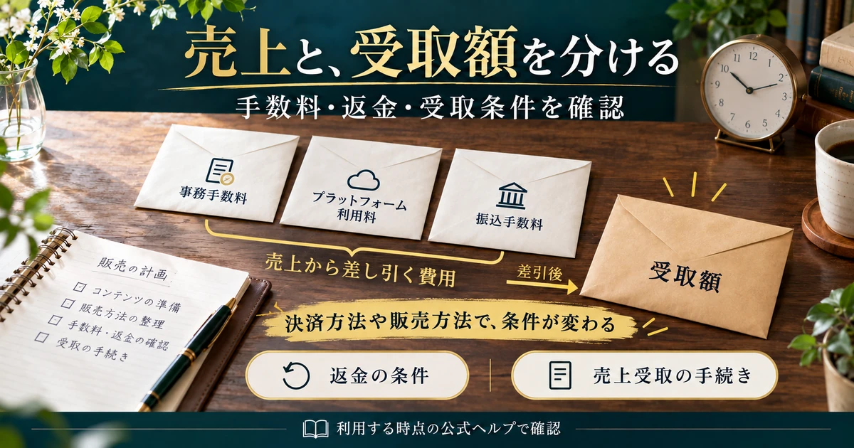 売上から手数料を差し引いた受取額と返金・受取手続きを確認する
