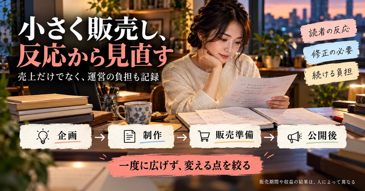 noteの記事を小さく販売し読者の反応と運営負担から改善する